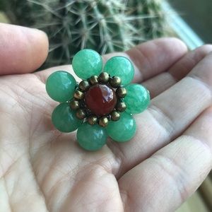 Adjustable “jade” flower ring